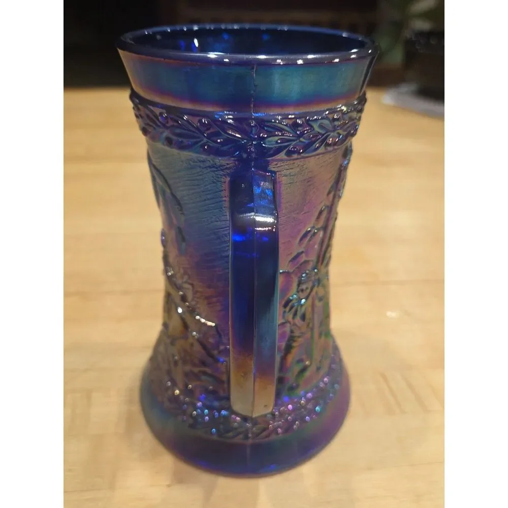 Vintage Fenton Blue Carnival Glass 1776 American Bicentennial Mug Stein